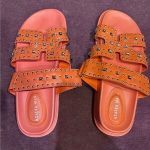 Orange Studded Sandals by Alexander Wang